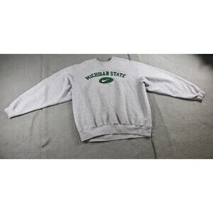 Vintage Nike Team Michigan State Spartans Swoosh XL Gray Green Sweatshirt 90s